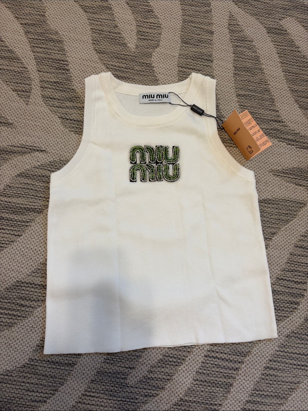 miu miu knit embellished tank